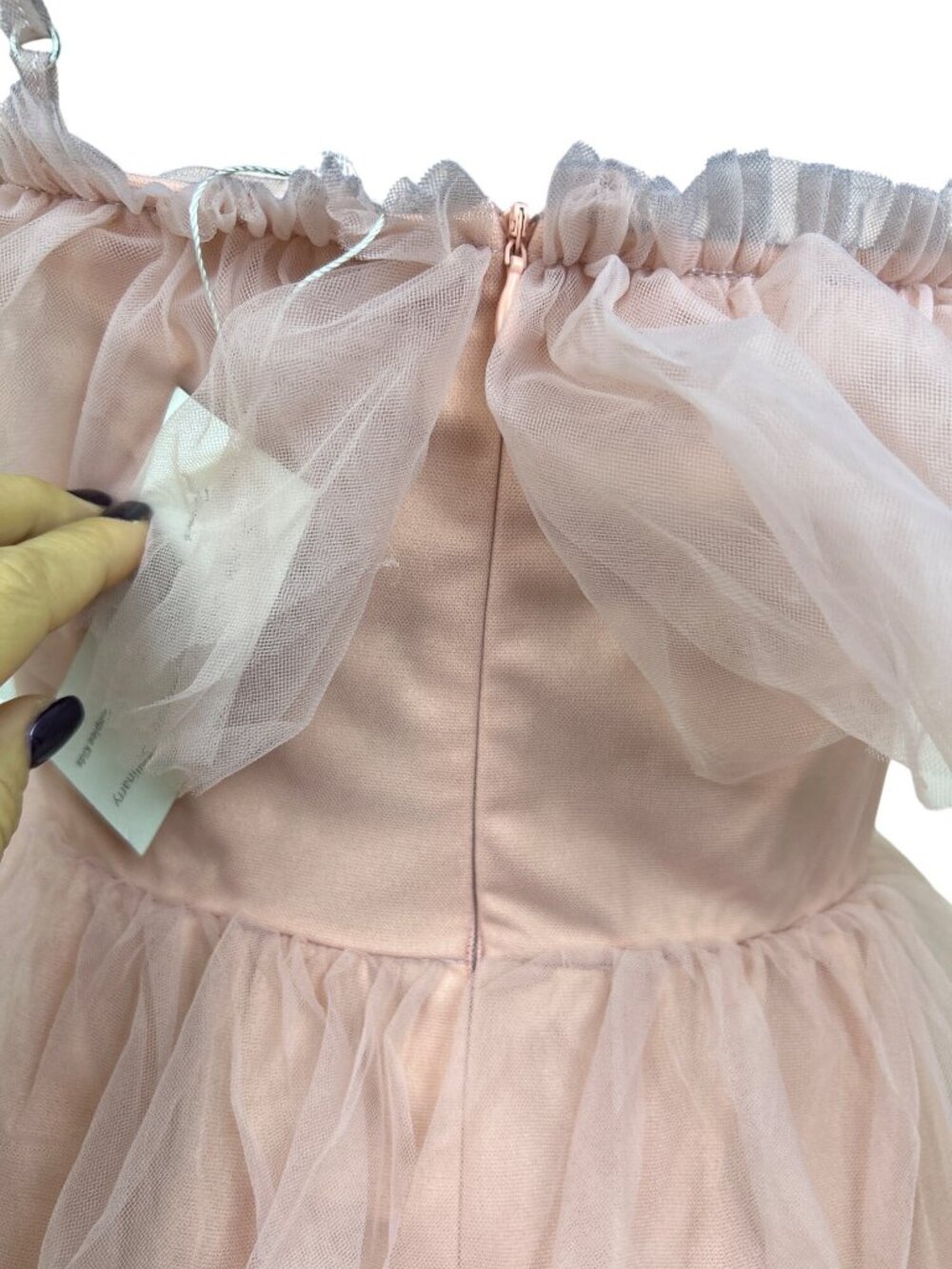 NWT Simplee Fairycore Princess Ballet Blush Pink Tulle Sz S Off Shoulder Dress - Picture 6 of 10